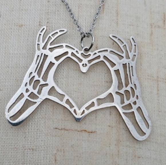 Killstar Jewelry - ❤️ 2/$20 Stainless Steel Bone Skull Heart Hands Necklace
